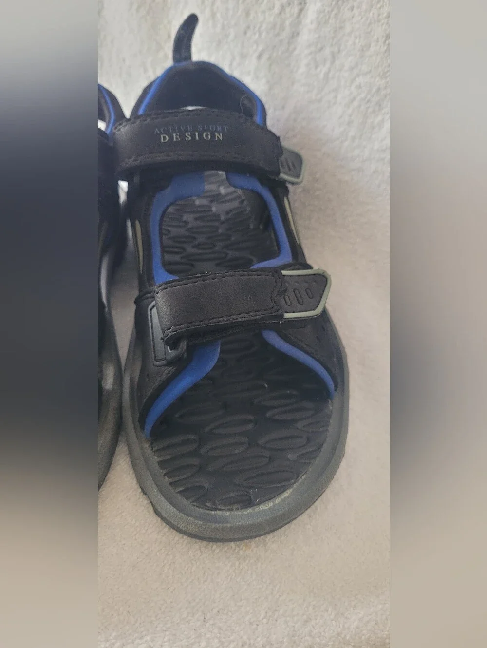 Men's Active Sport Design Sandals Black/Blue Adjustable Velco S 8 (bin 2)